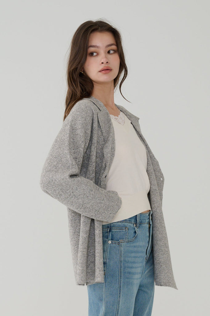 Wool blend knit blazer in Grey