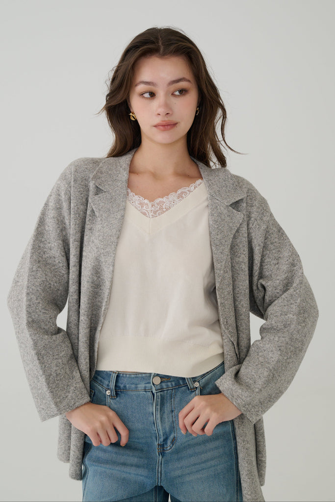Smart casual wool blend blazer in Grey