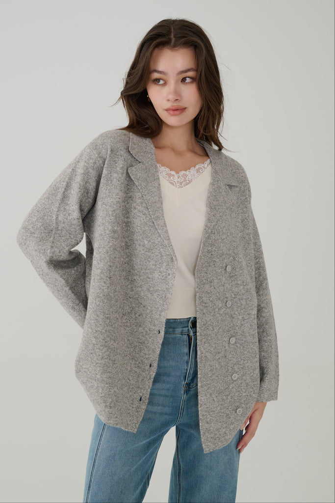 Smart casual wool blend blazer in Grey