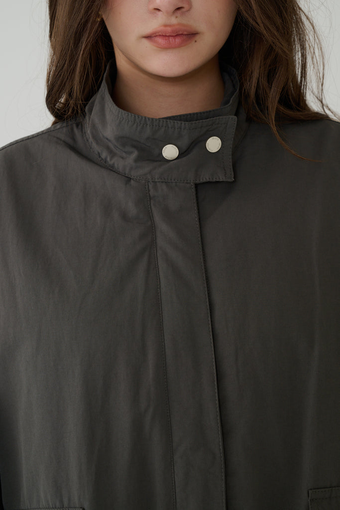 Retro style windbreaker jacket in Navy/Dark Grey/Grey