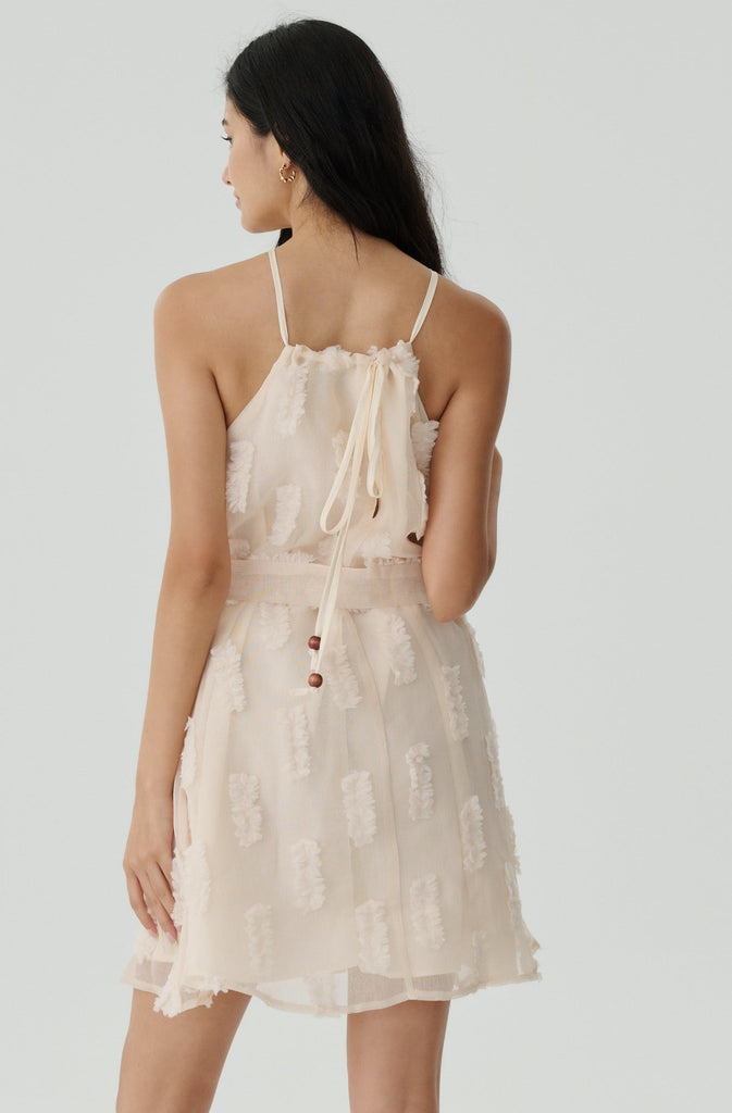 Tutu mini dress with belt in beige