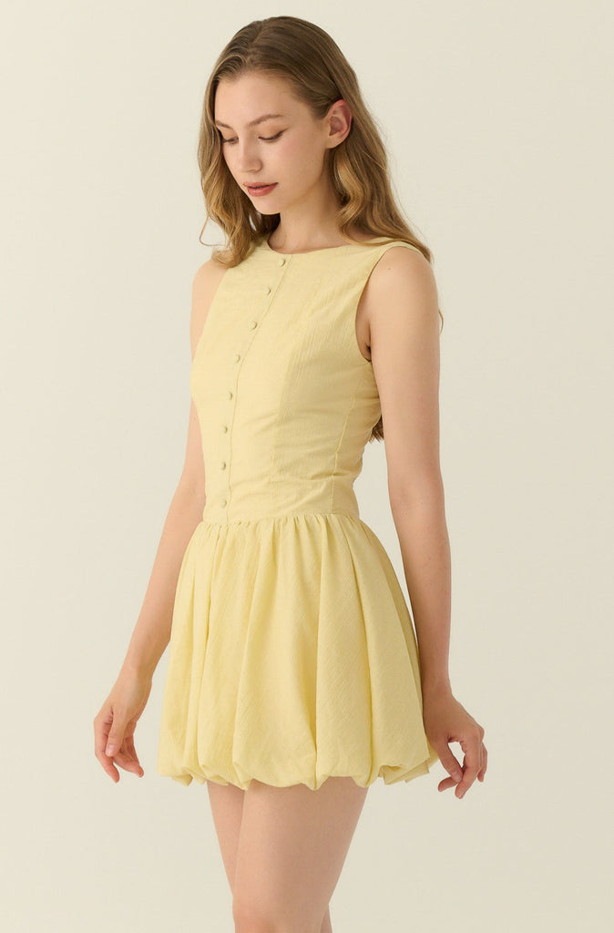 Cannes button down bubble dress in yellow