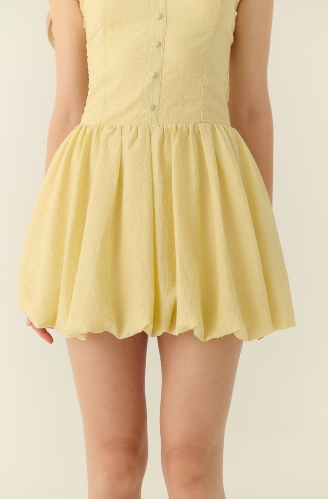 Cannes button down bubble dress in yellow