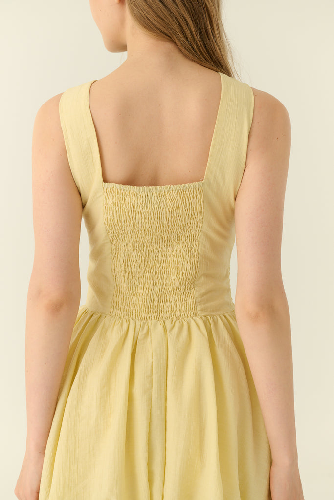 Cannes button down bubble dress in yellow