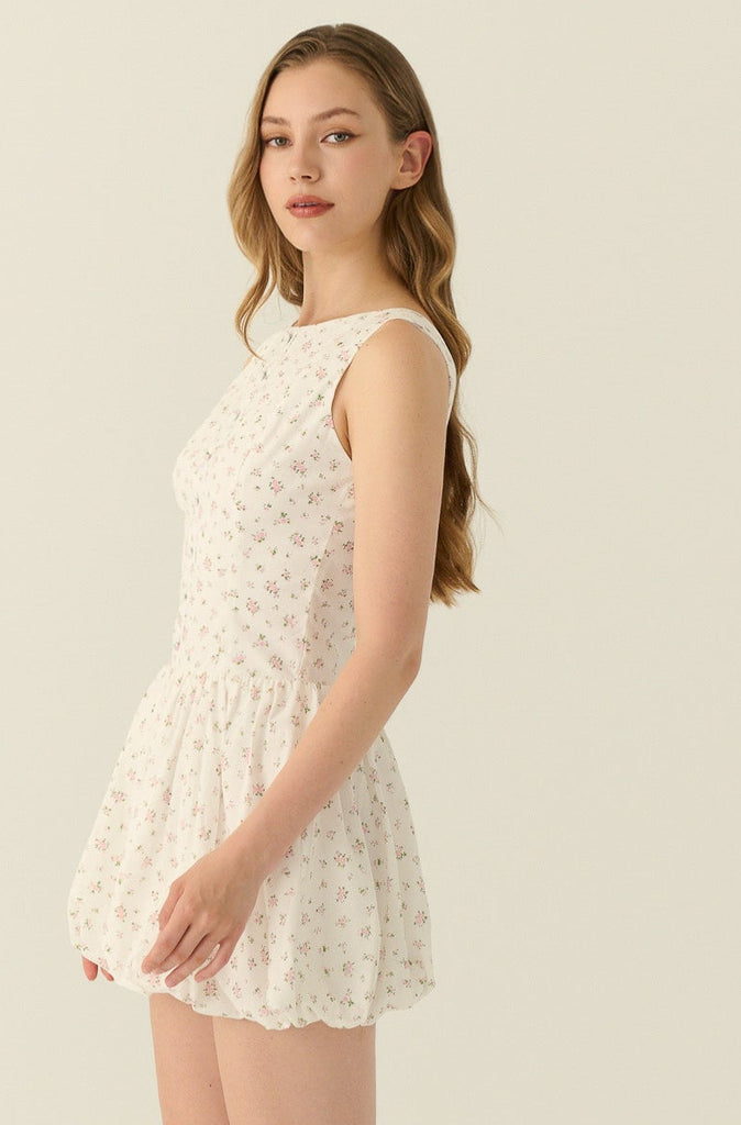 Cannes button down bubble dress in floral print