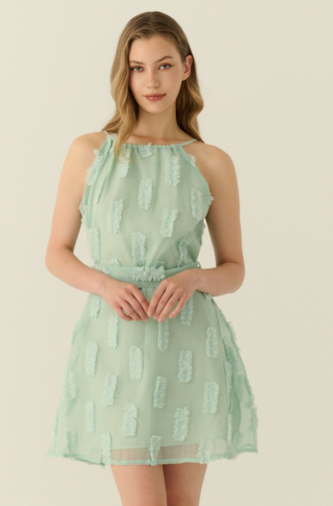 Tutu mini dress with belt in green