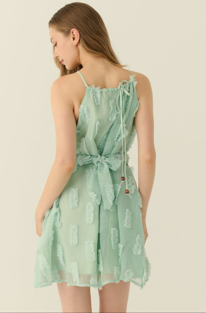 Tutu mini dress with belt in green