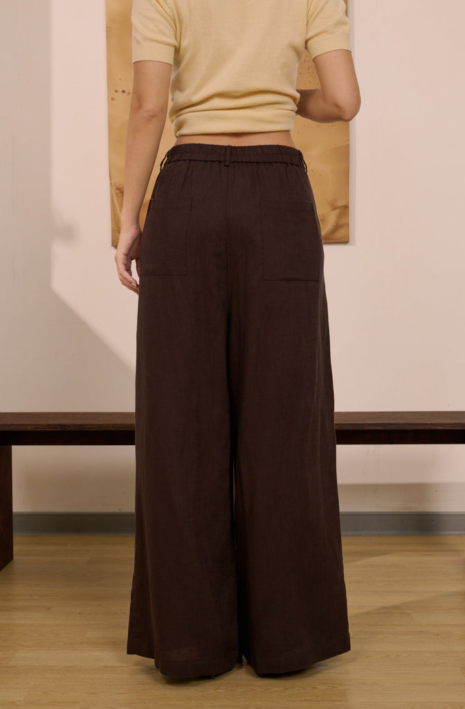 Urban flow linen pants in cocoa