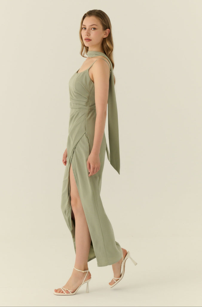 Aussie wedding ruching gown in green
