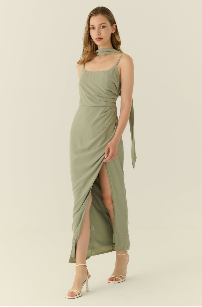 Aussie wedding ruching gown in green