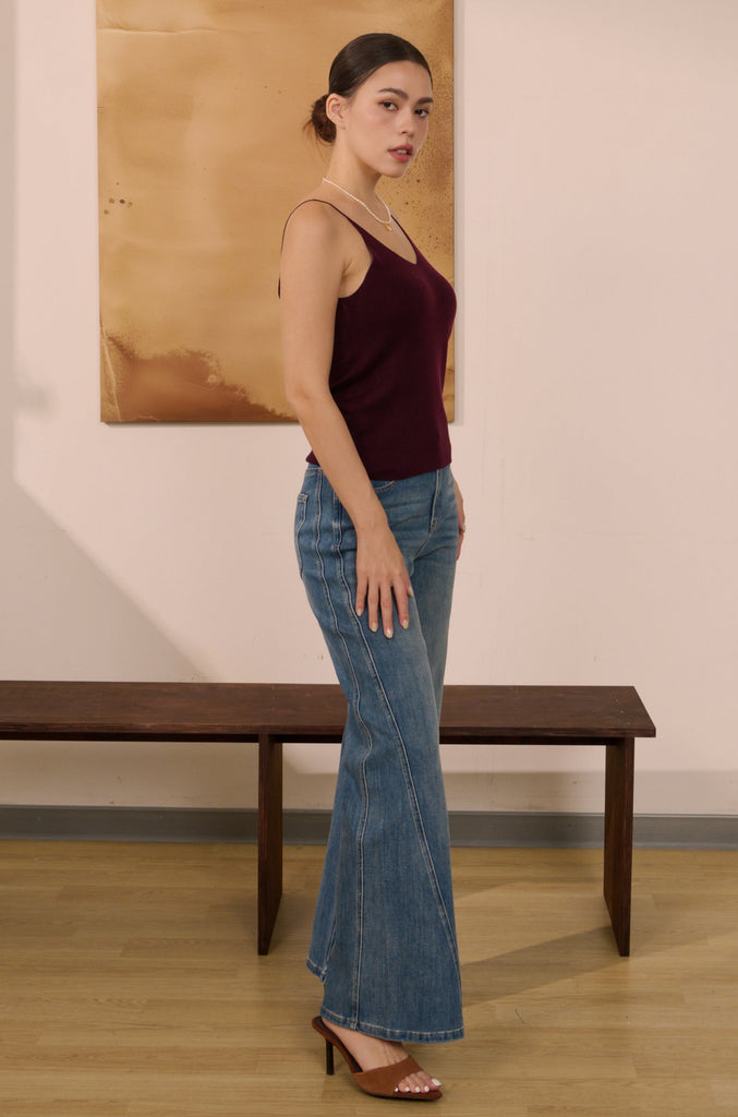 Chic Basic knit tank top in burgundy