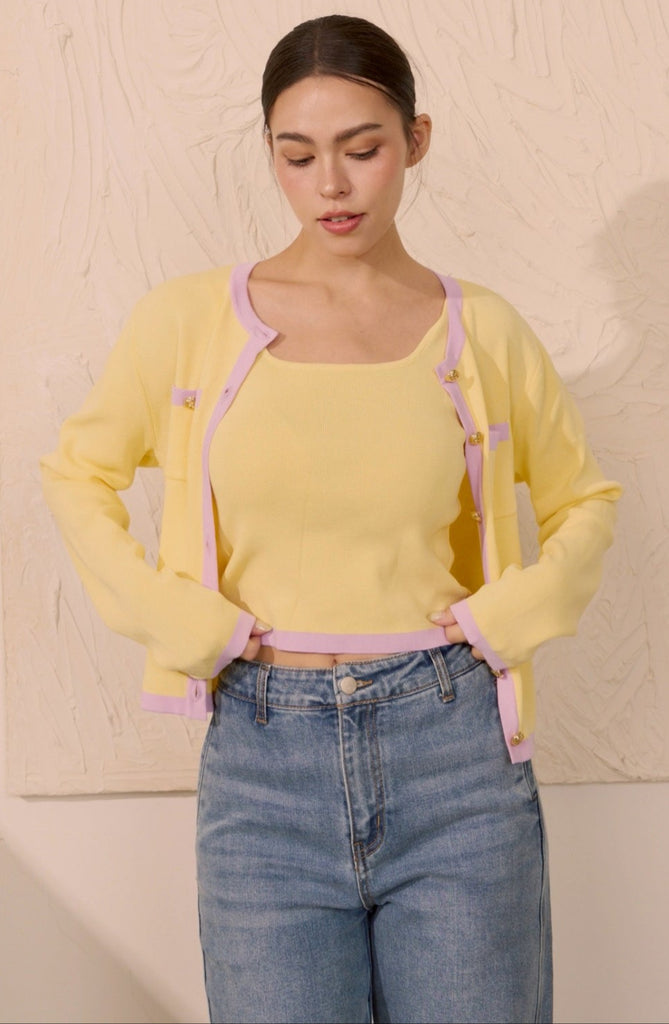 Honey pop knit cardigan in yellow