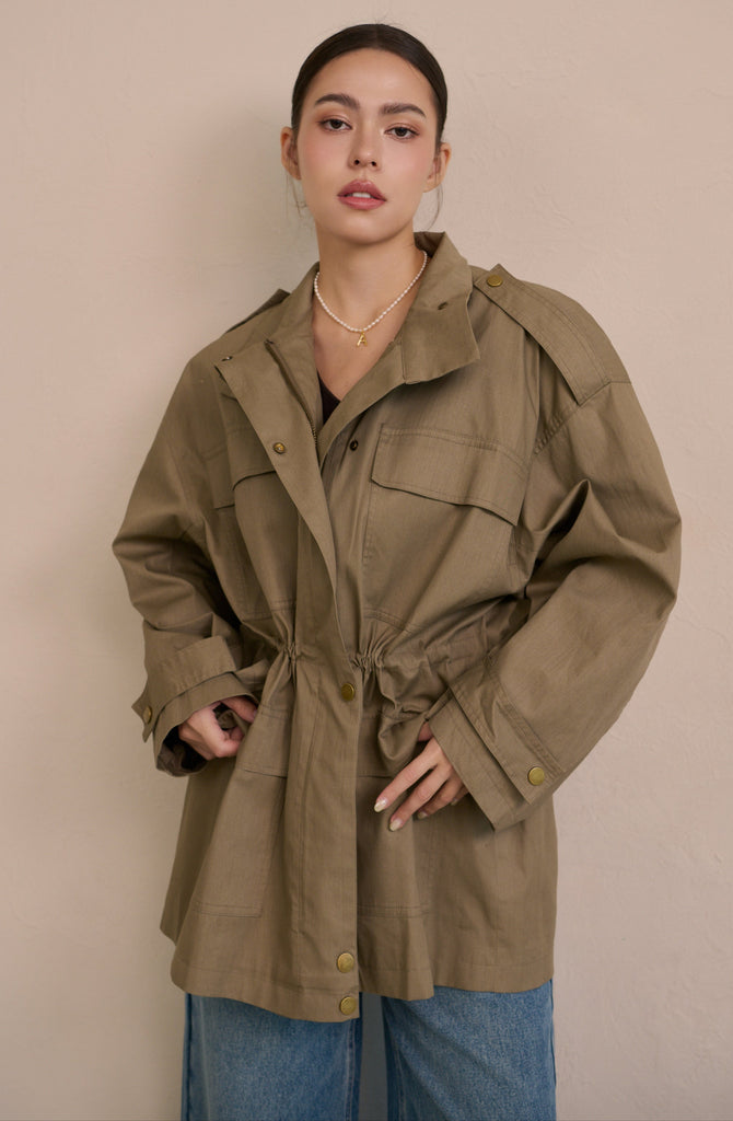 Scout layer trench coat in green