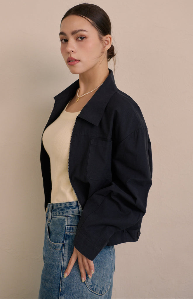ZIP Minimal jacket in navy blue