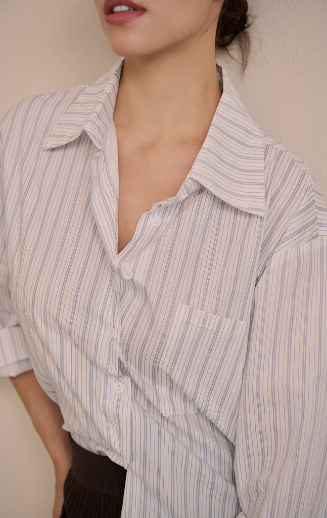 Casual daily stripe shirt in blue