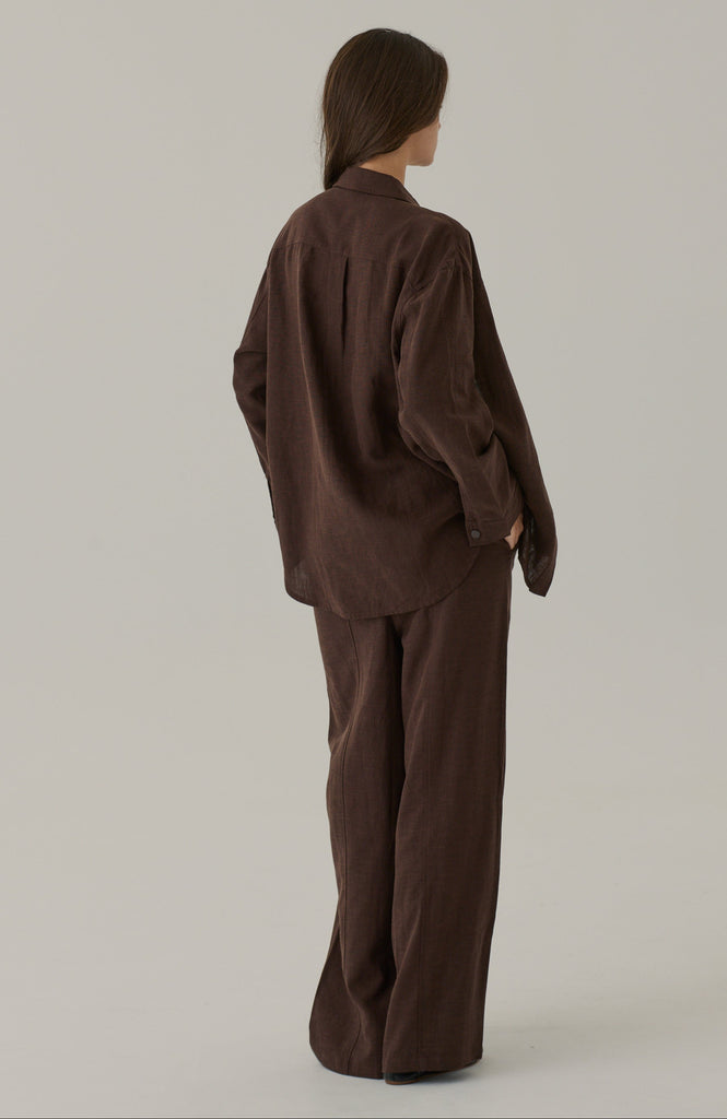 Fall for you elastic wide leg pants in brown