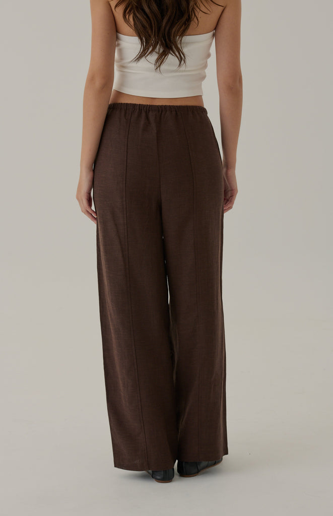 Fall for you elastic wide leg pants in brown