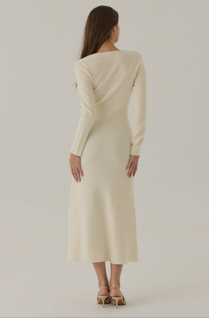 Feeling confident V neck knit dress in beige