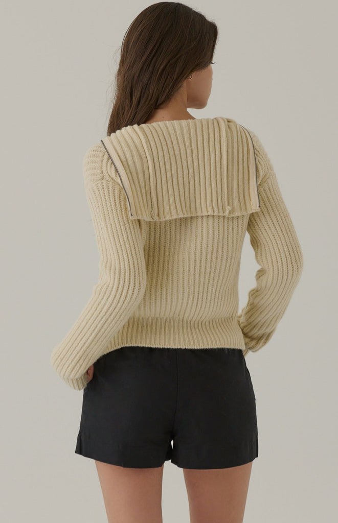 Chilly zip-up knitted jacket in beige