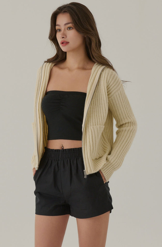Chilly zip-up knitted jacket in beige