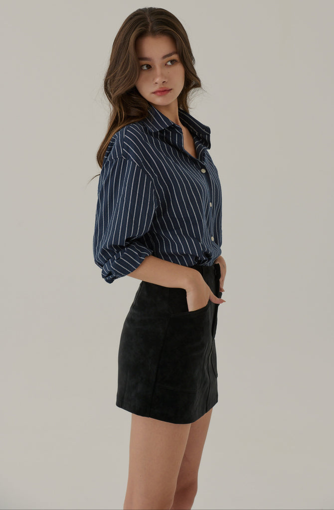 Harbor stripes shirt in navy blue