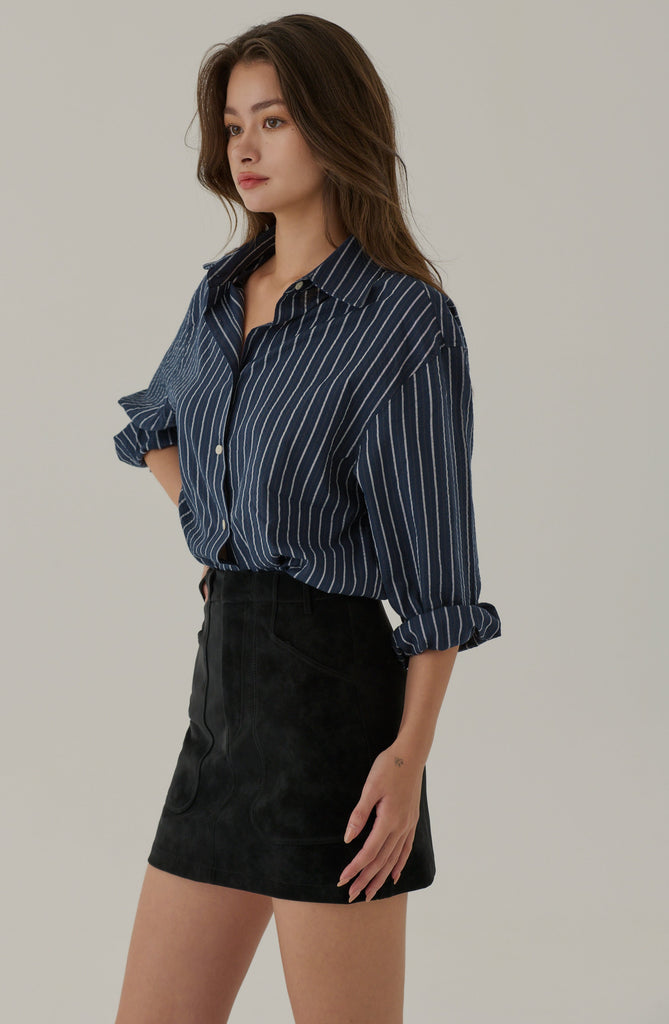 Harbor stripes shirt in navy blue