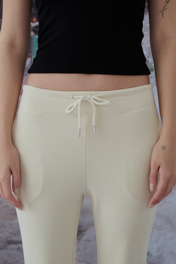 Wool blend flared pants in Beige/Grey/Navy