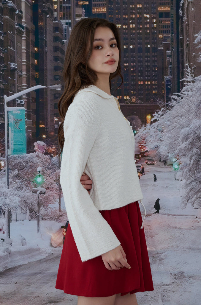 Darcy zipper cardigan in Beige