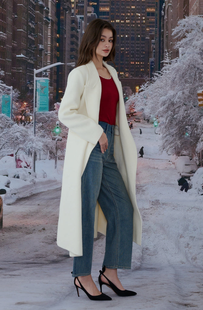 Snow storm wool Coat with belt