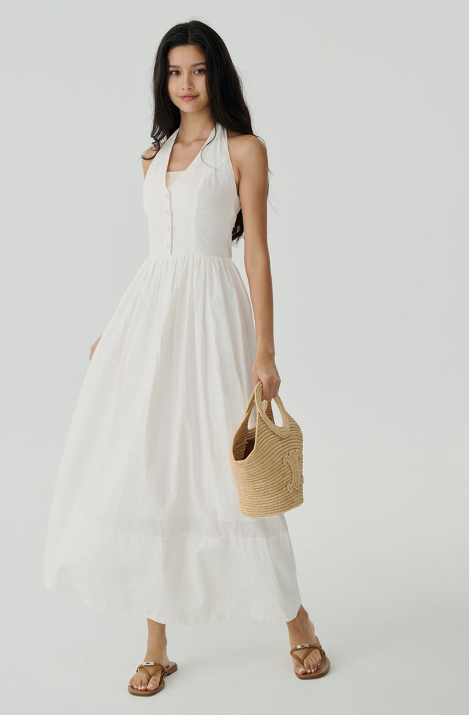 Rythm of love halter maxi dress in white