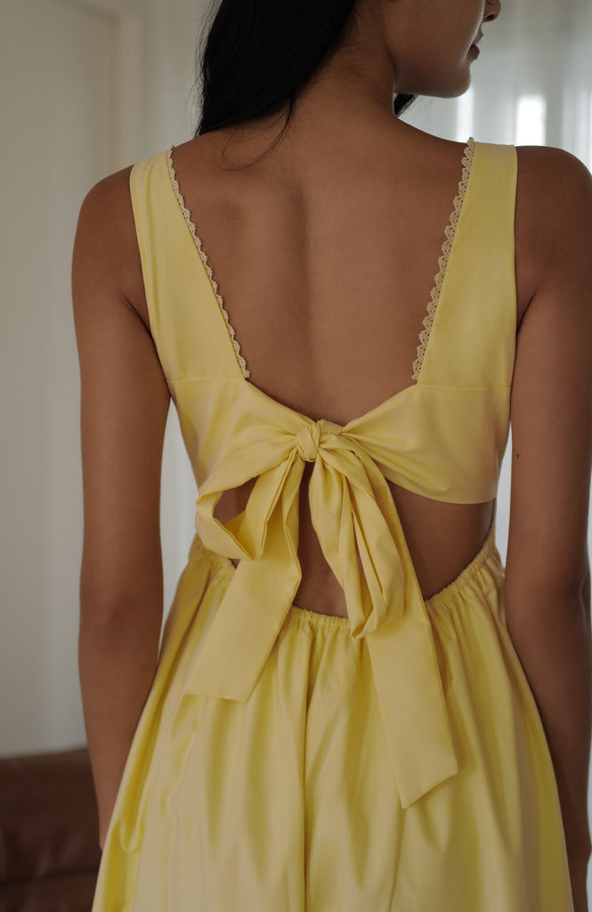 Sherri corset dress in yellow/white