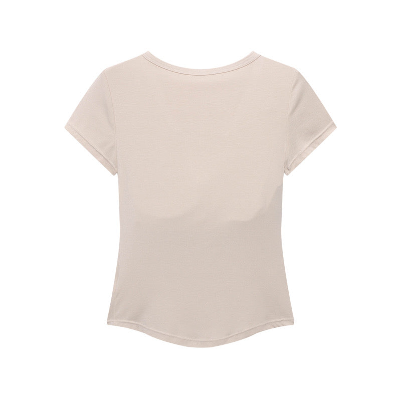 Crew neck Tencel elastic bra Tee