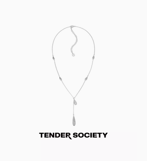 Tender society 老花鑲鑽水滴型Y字項鍊