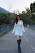 Looking gorgeous off shoulder knit dress