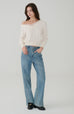 Double layered lace knit top in Beige