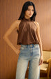 Cute but savage suede halter top in brown