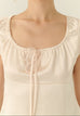Square neck silk top in beige