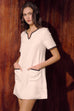 Gracie V neck tweed dress in white