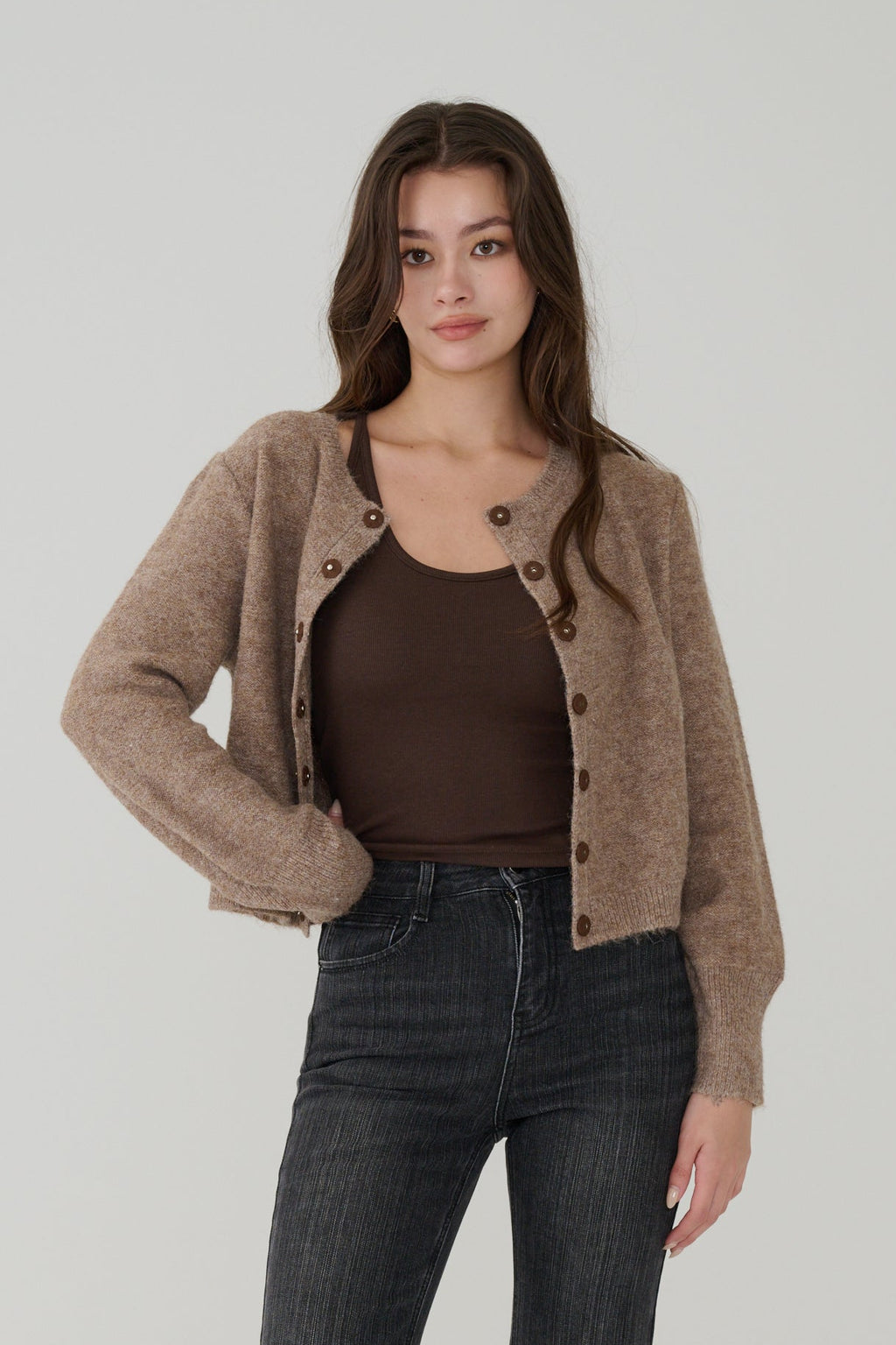 6% Wool Blend Two Ways Button Down Cardigan