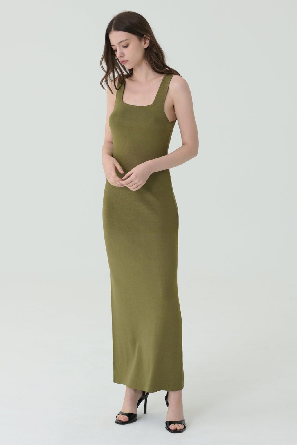 Smooth matcha knit dress