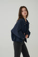 Retro style windbreaker jacket in Navy/Dark Grey/Grey