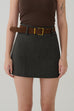 Kendall suede skirt with belt in Brown/Black/Grey