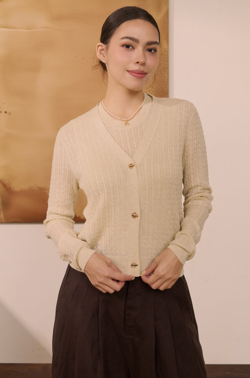 Afterglow bling knit cardigan in beige