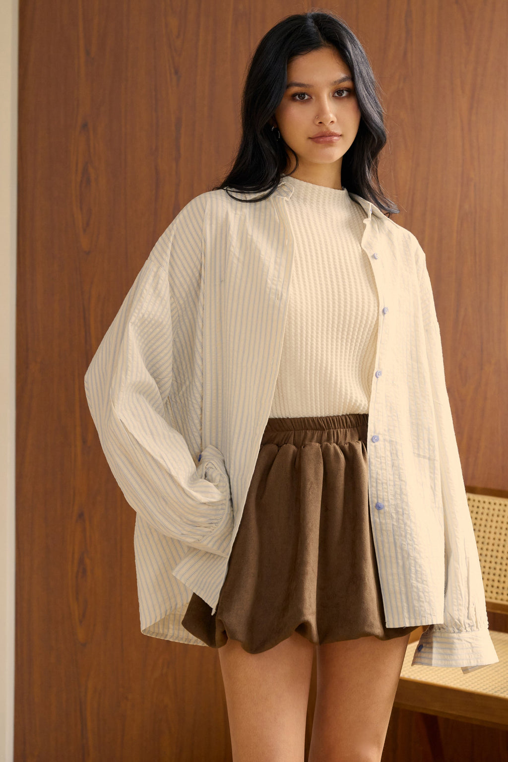 Suede bubble skirt