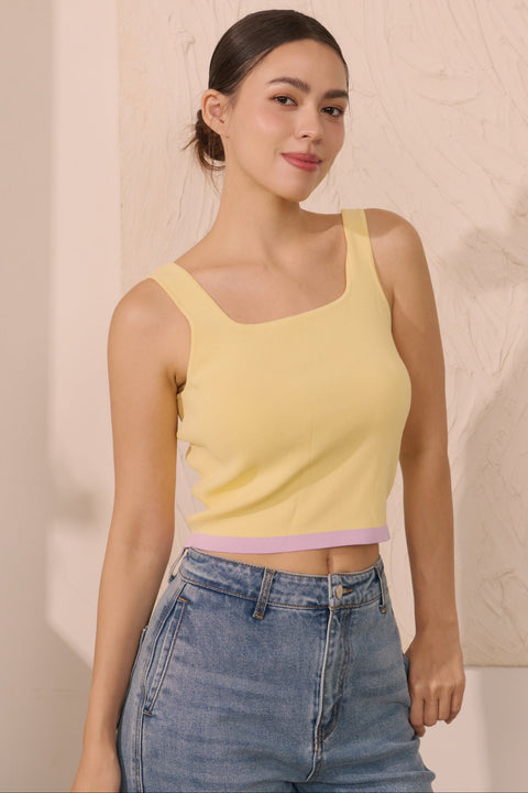 Honey pop knit tank top in yellow