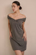 Aurora ribbon off shoulder mini dress in grey