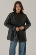 West village collarless faux leather jacket