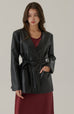 West village collarless faux leather jacket