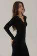 Feeling confident V neck knit dress in black