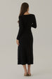 Feeling confident V neck knit dress in black
